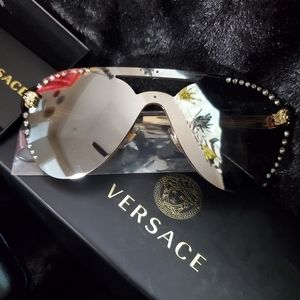 Versace dark gray mirror sunglasses